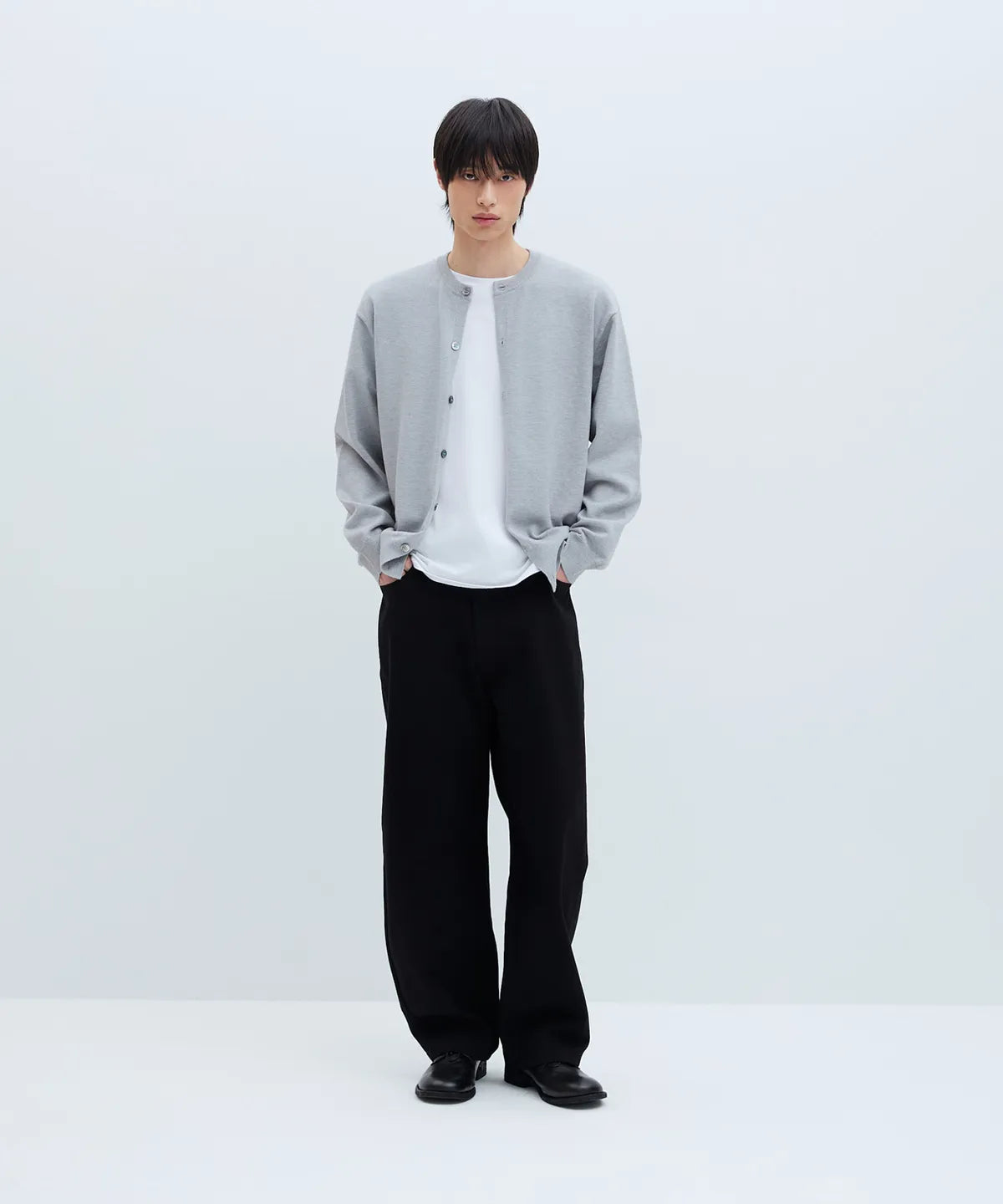 Everyday Round Knit Cardigan [Light Gray]