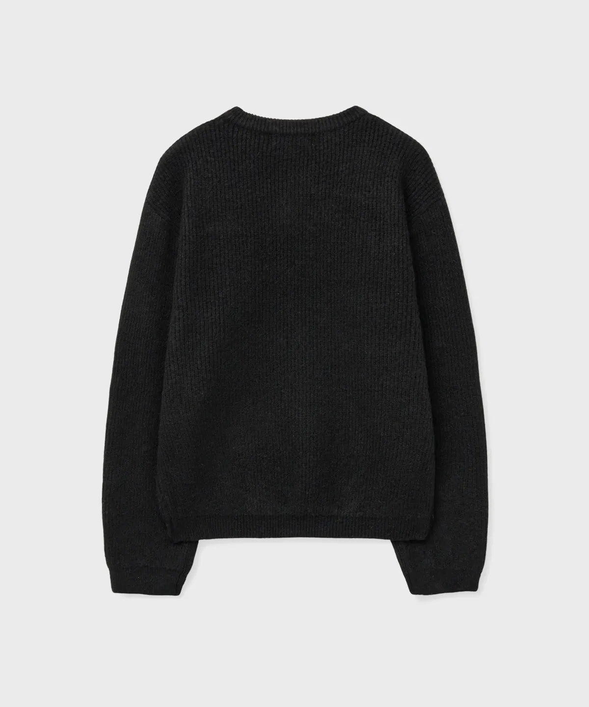 Ribbed Over-Fit Henley-Neck Knit [Black]