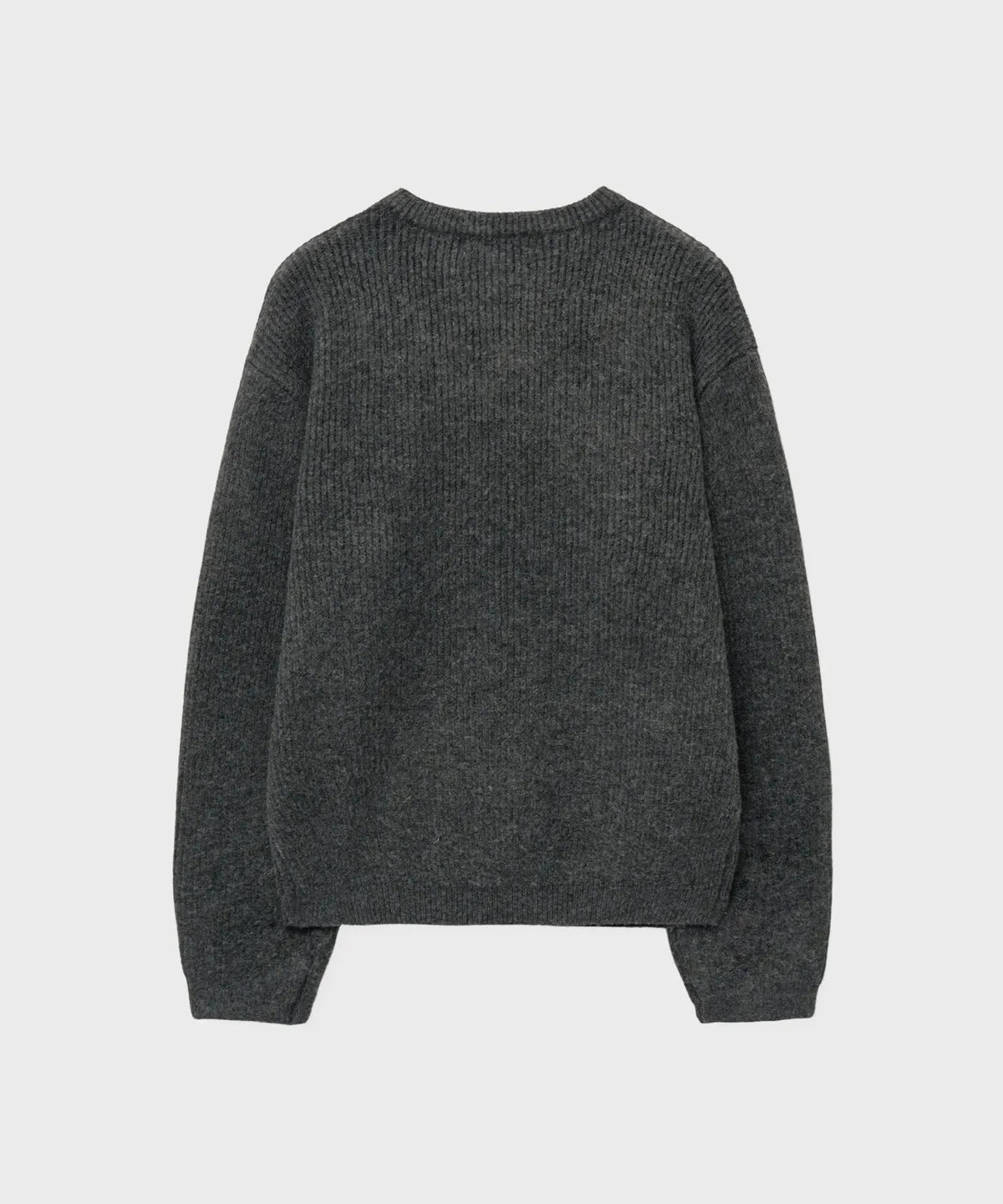 Ribbed Over-Fit Henley-Neck Knit [Charcoal]