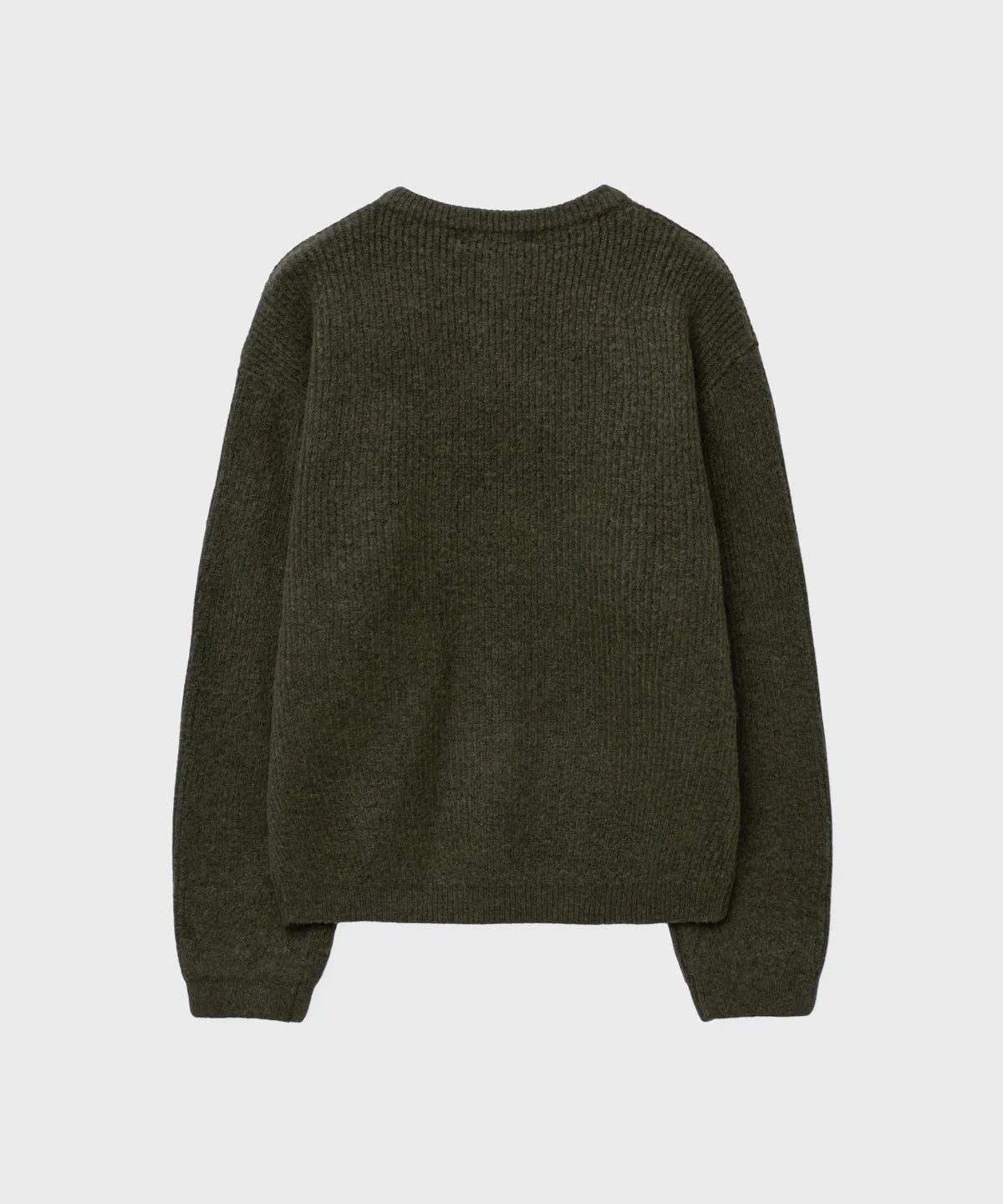 Ribbed Over-Fit Henley-Neck Knit [Khaki]