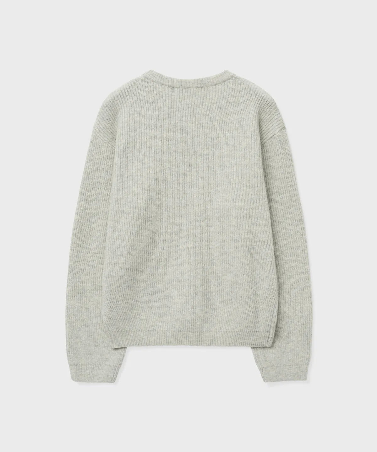 Ribbed Over-Fit Henley-Neck Knit [White Melange]