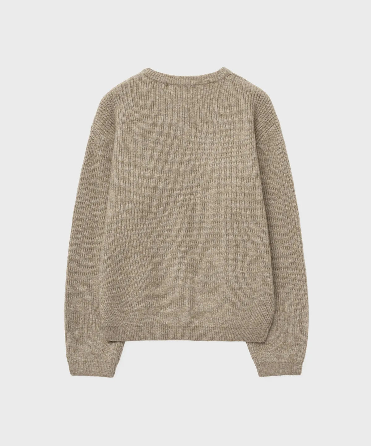 Ribbed Over-Fit Henley-Neck Knit [Oatmeal]