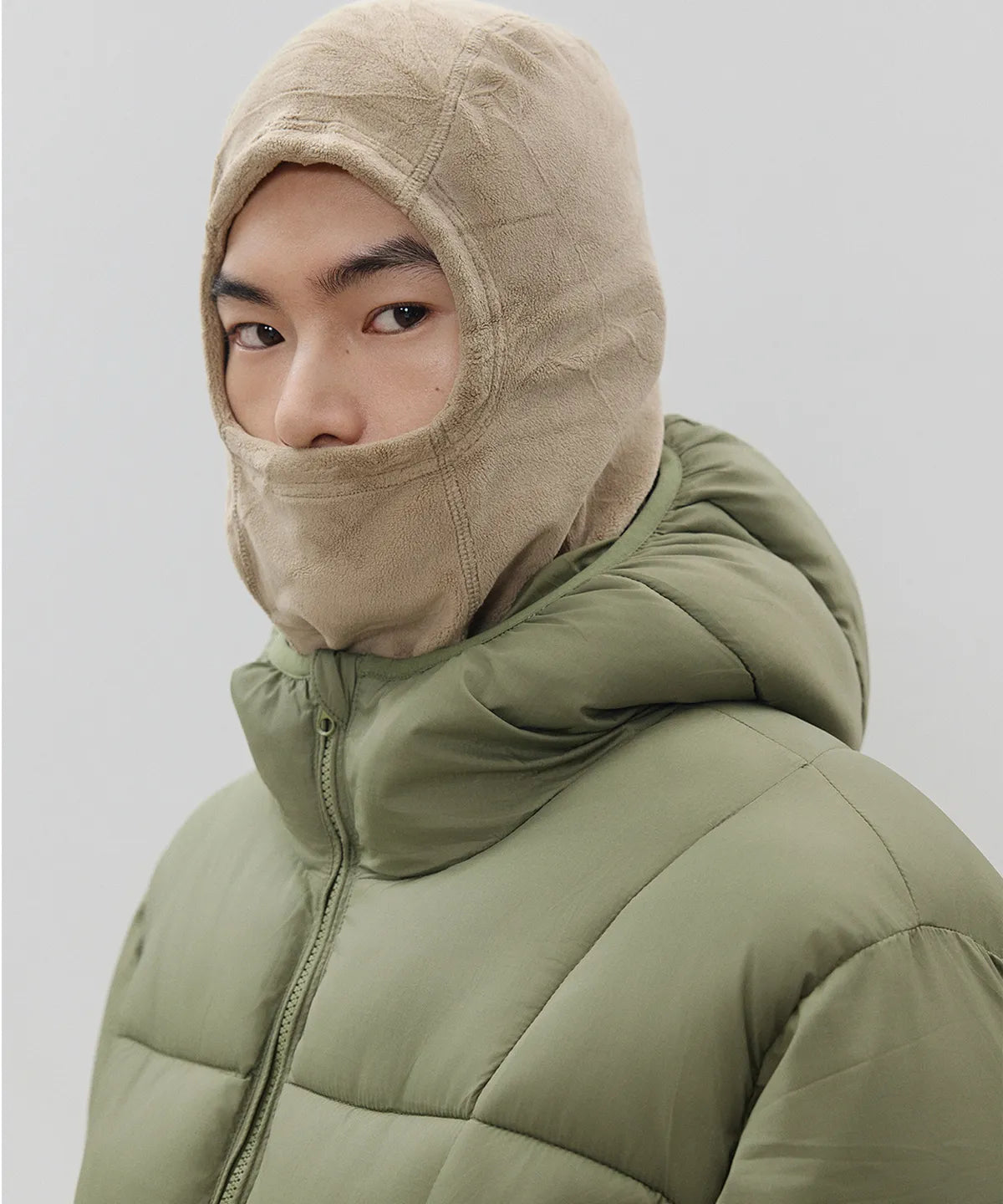 Balaclava Hooded Insulated Puffer Jacket [Khaki]