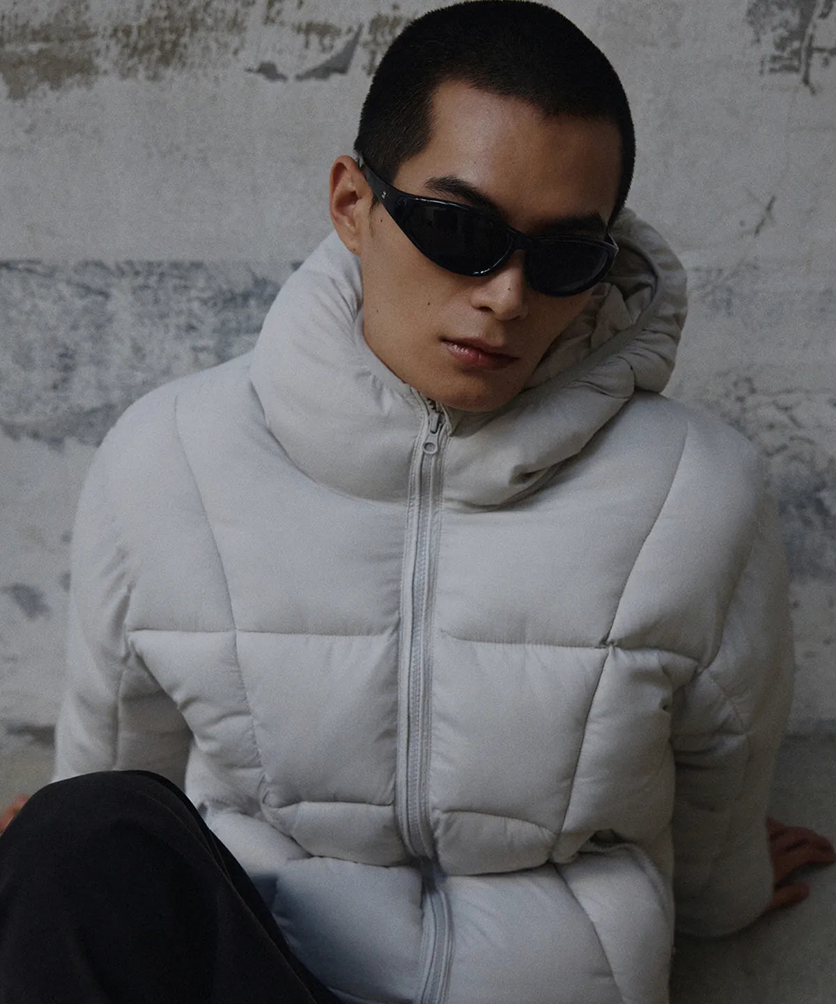 Balaclava Hooded Insulated Puffer Jacket [Light Gray]