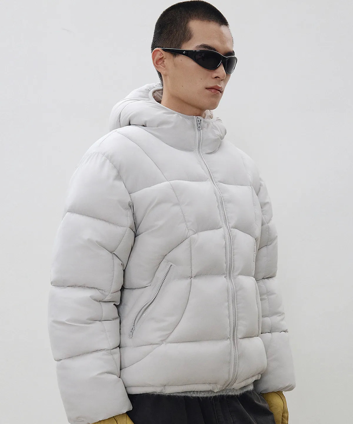 Balaclava Hooded Insulated Puffer Jacket [Light Gray]