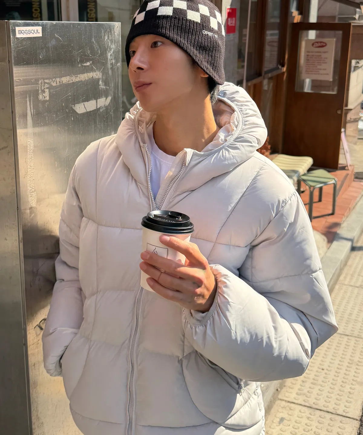 Balaclava Hooded Insulated Puffer Jacket [Light Gray]