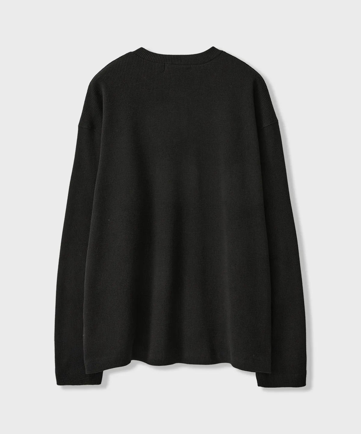 Waffle Henley Long Sleeve T-Shirt [Black]