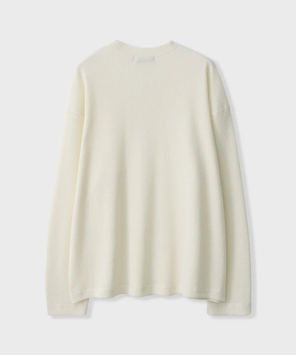 Waffle Henley Long Sleeve T-Shirt [Ivory]