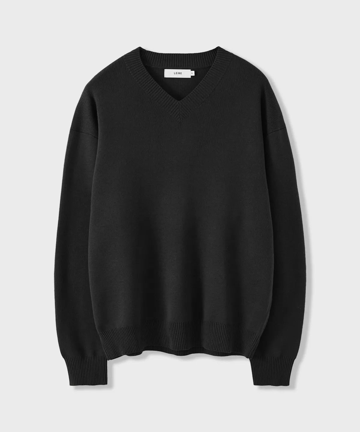 Pure Cotton V-Neck Knit [Black]