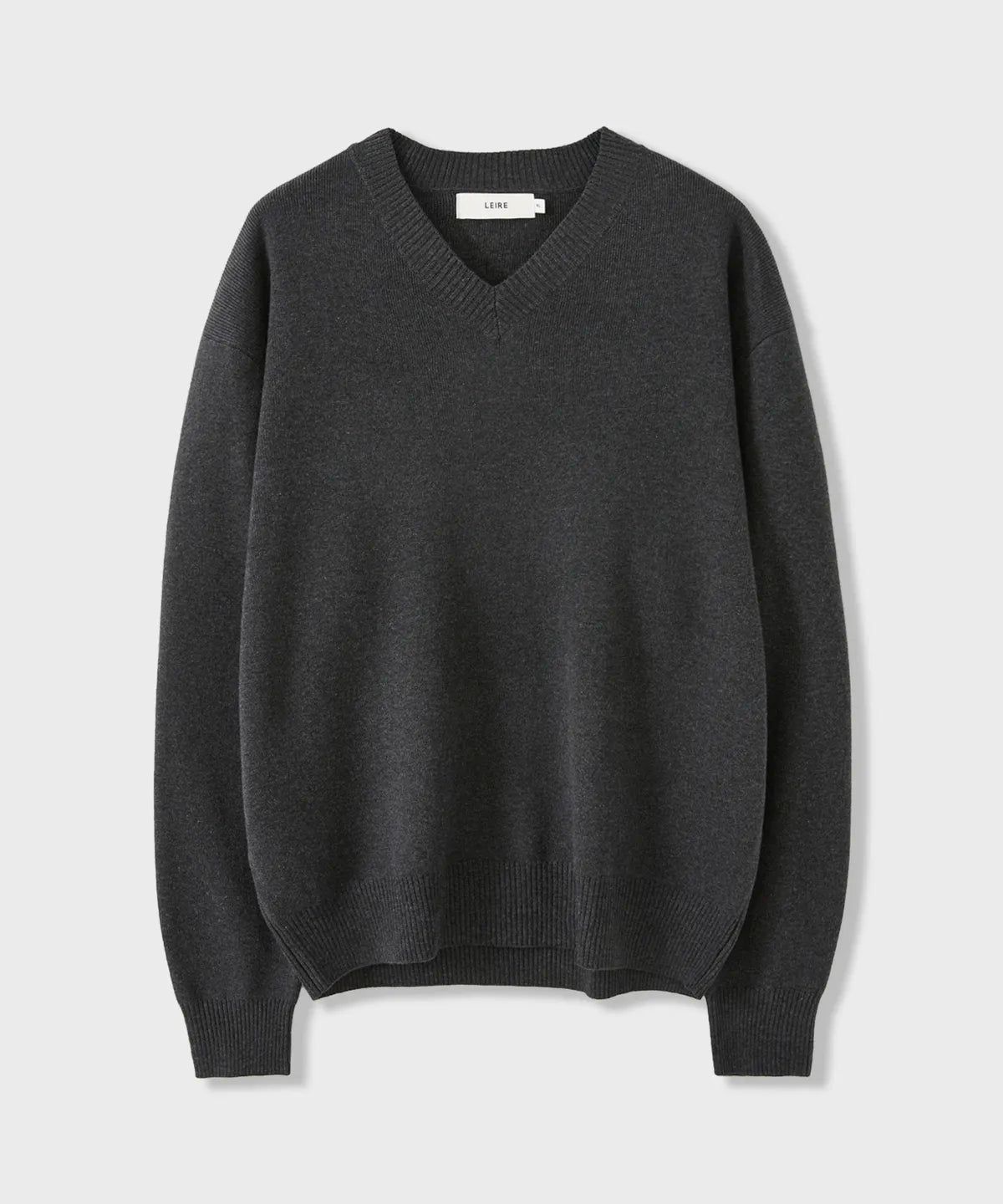 Pure Cotton V-Neck Knit [Charcoal]