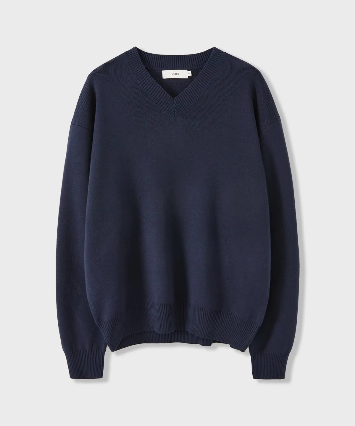 Pure Cotton V-Neck Knit [Navy]