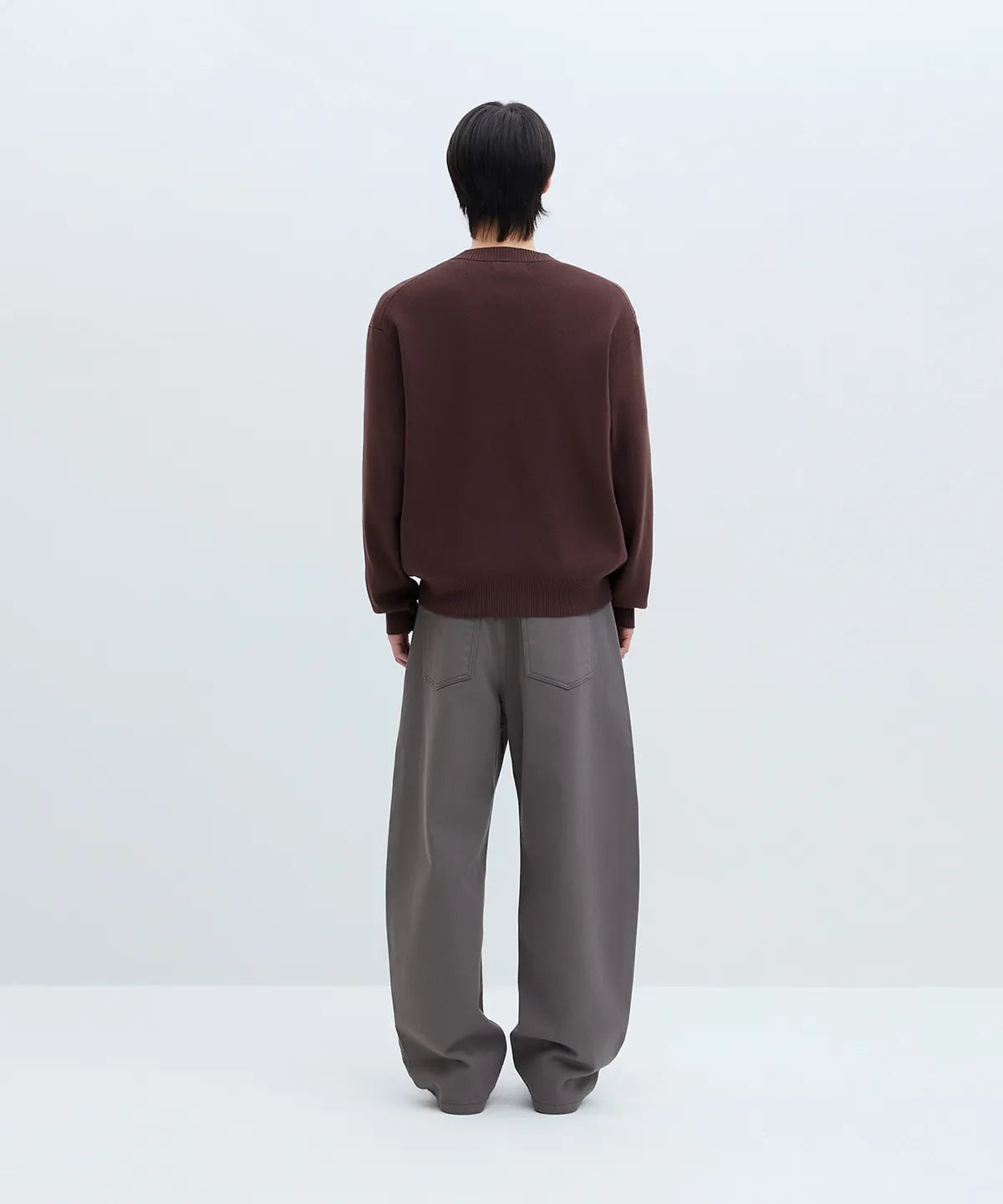 Pure Cotton V-Neck Knit [Brown]