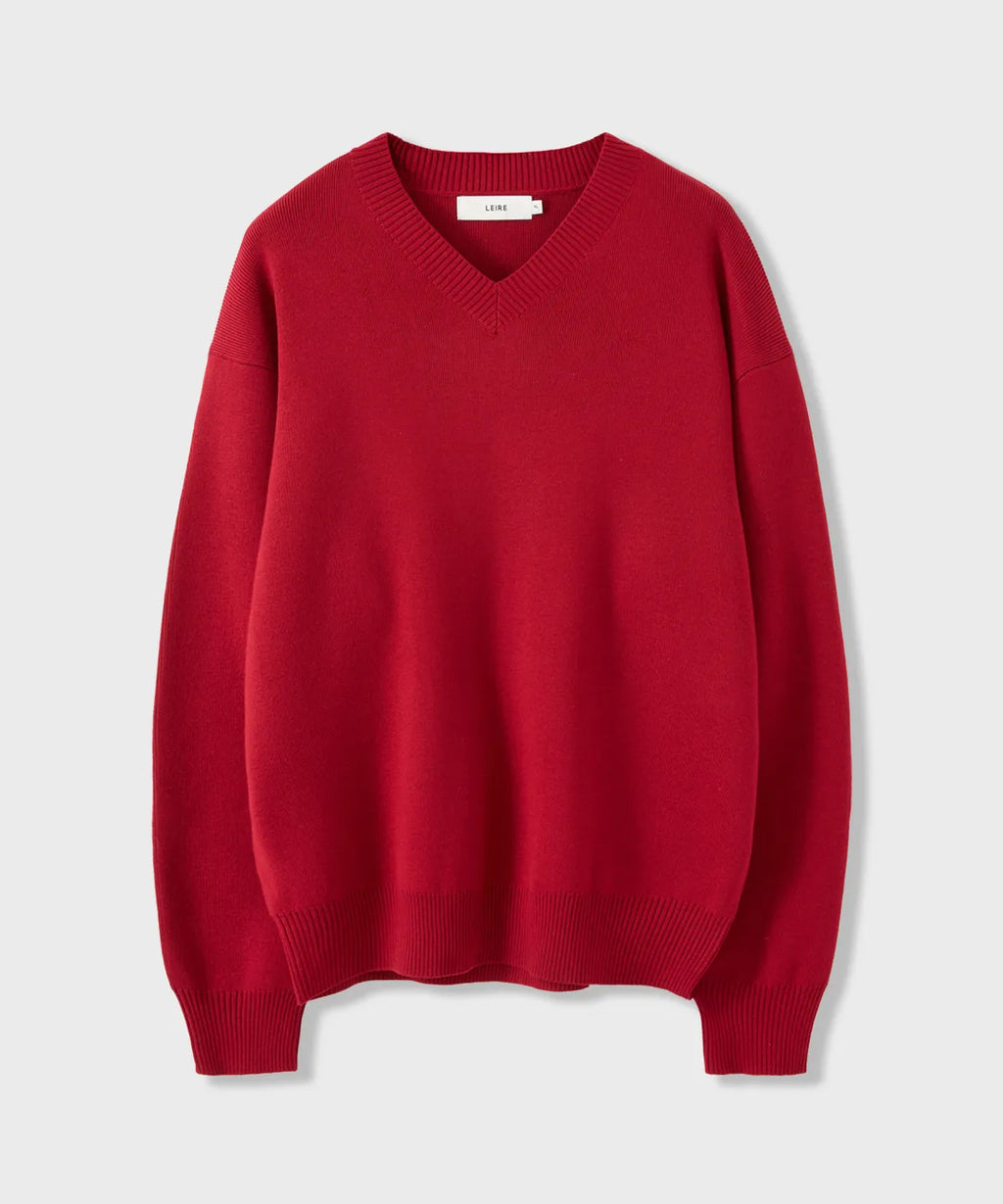 Pure Cotton V-Neck Knit [Red]