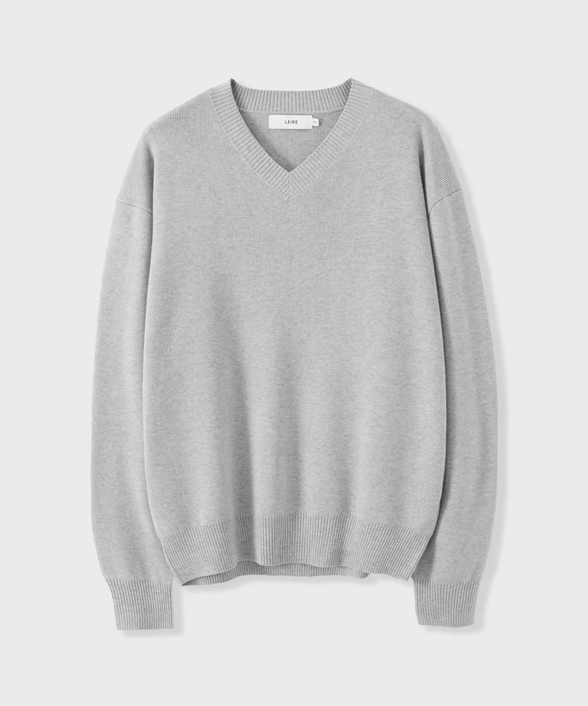 Pure Cotton V-Neck Knit [Gray]