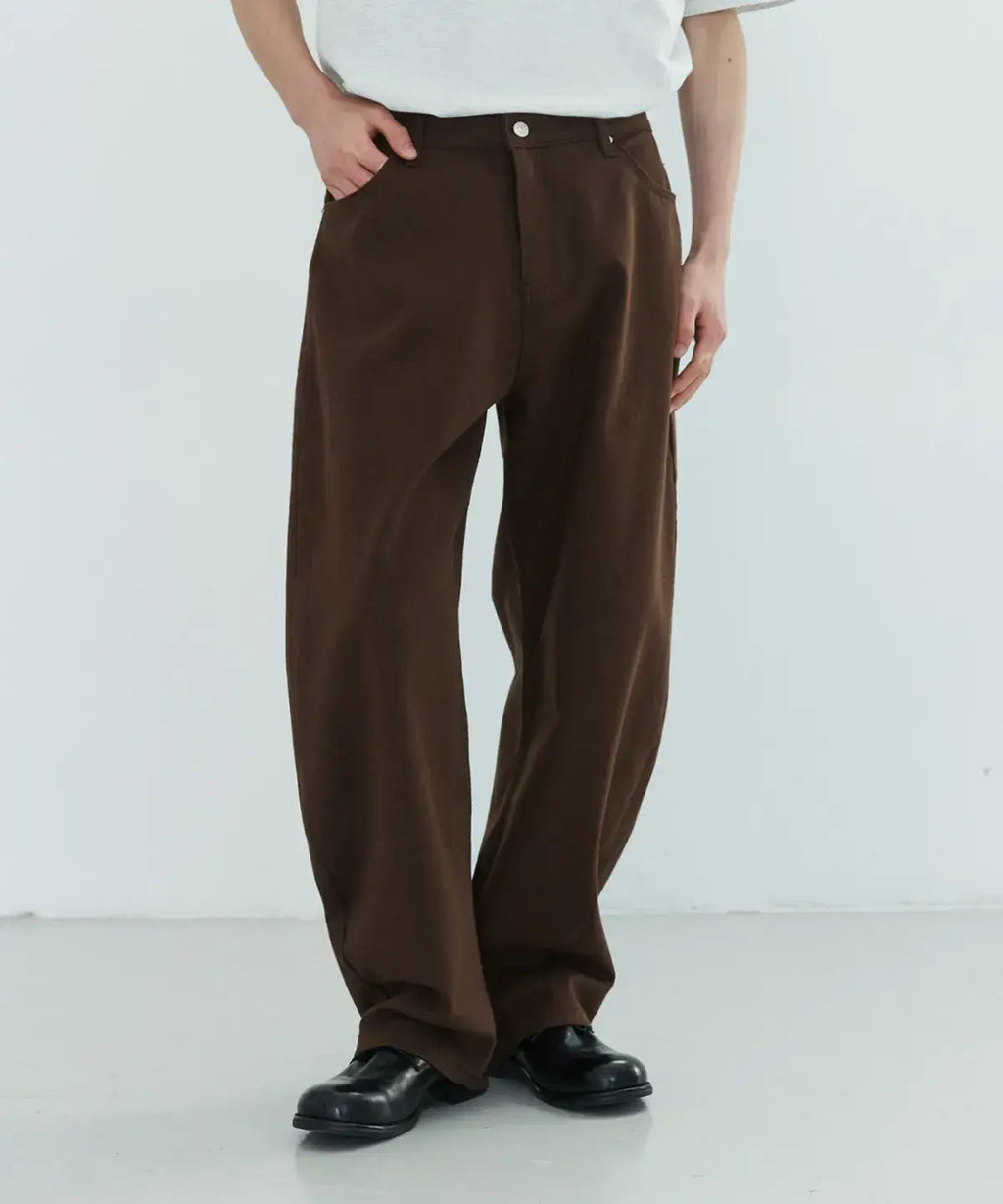 Everyday Curved Denim Pants [Brown]