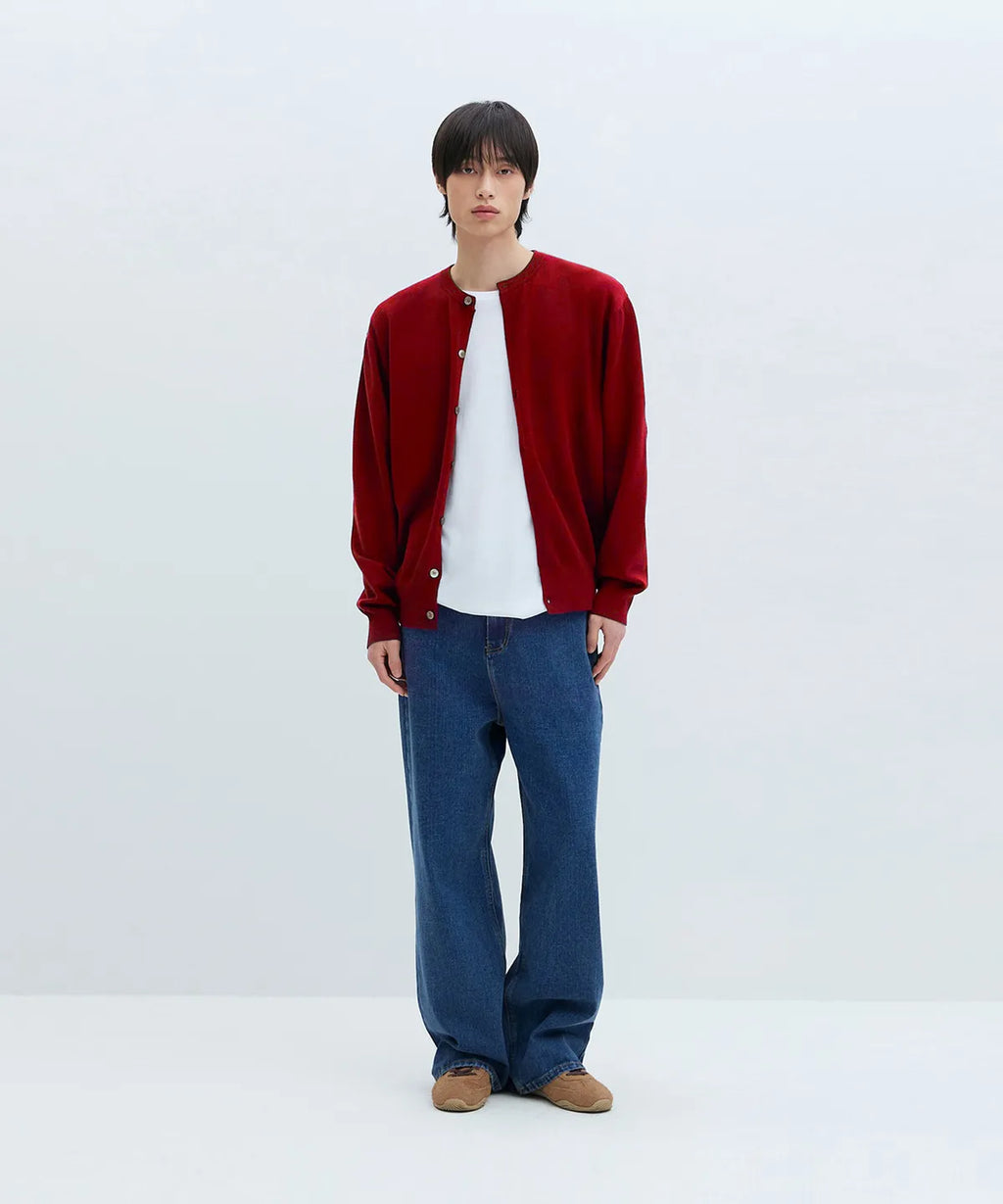 Everyday Round Knit Cardigan [Red]