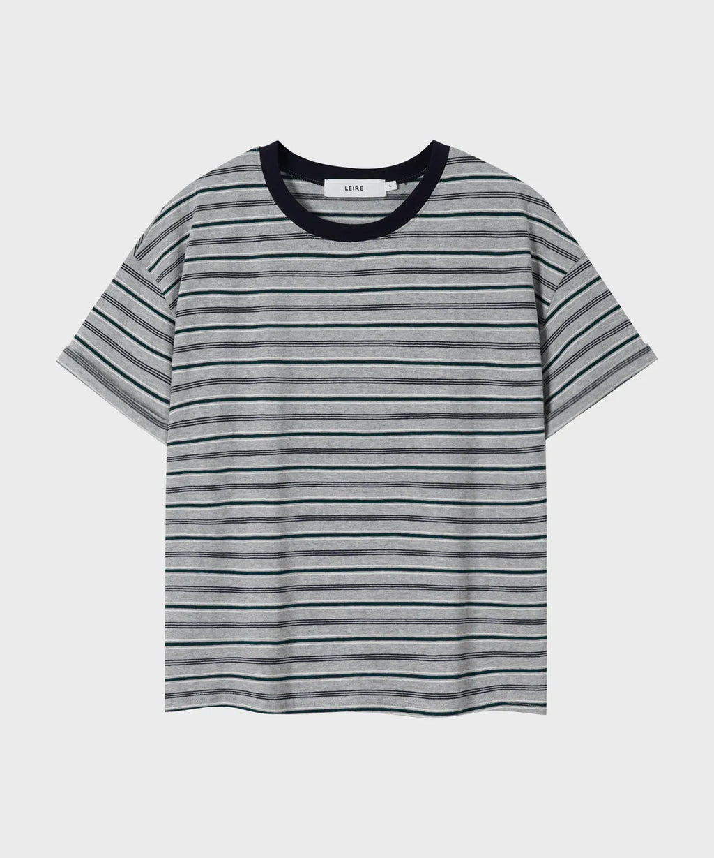 Essential Crop T-Shirt [Multi Gray Stripe]