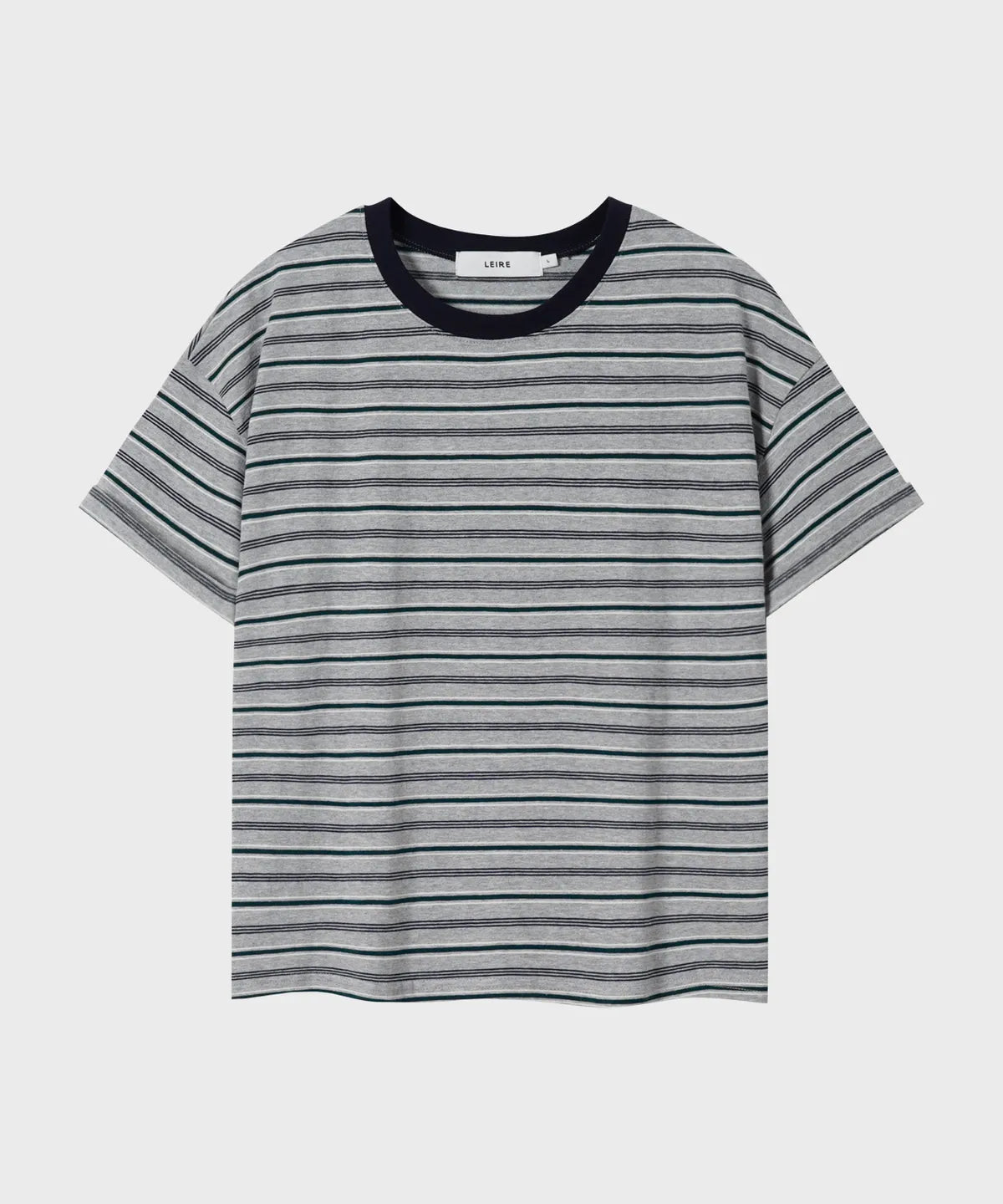 Essential Crop T-Shirt [Multi Gray Stripe]