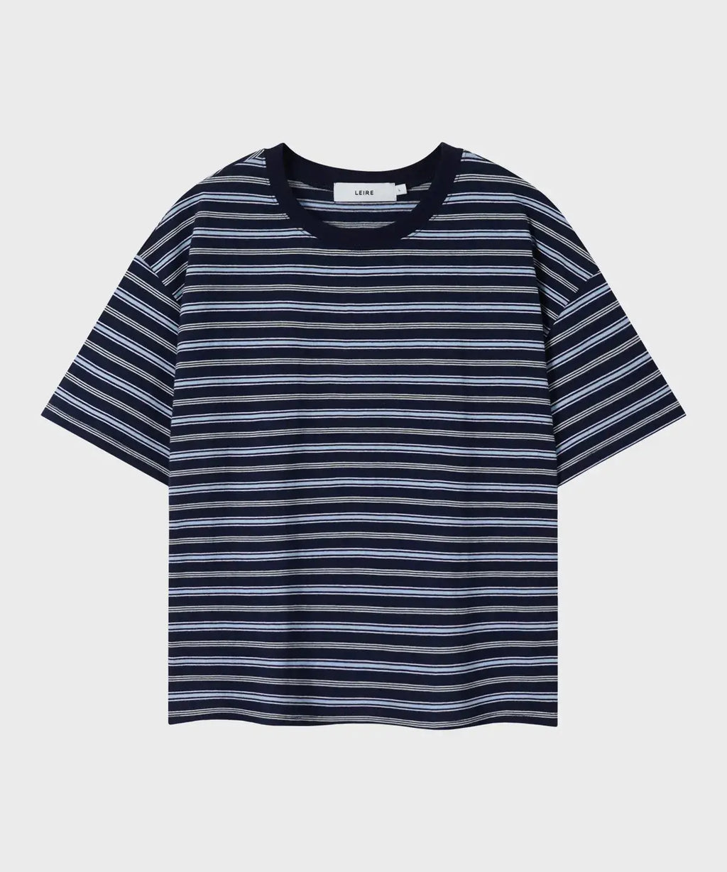 Essential Crop T-Shirt [Multi Navy Stripe]