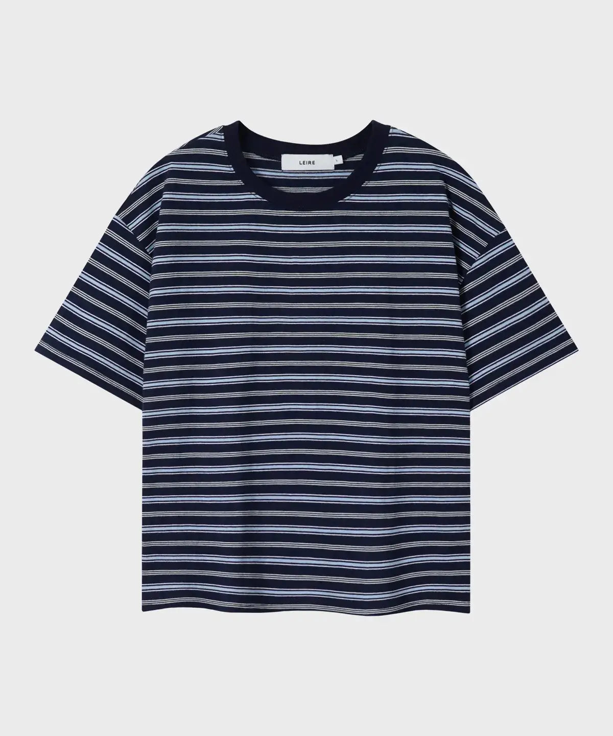 Essential Crop T-Shirt [Multi Navy Stripe]
