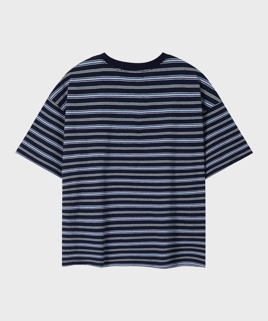 Essential Crop T-Shirt [Multi Navy Stripe]