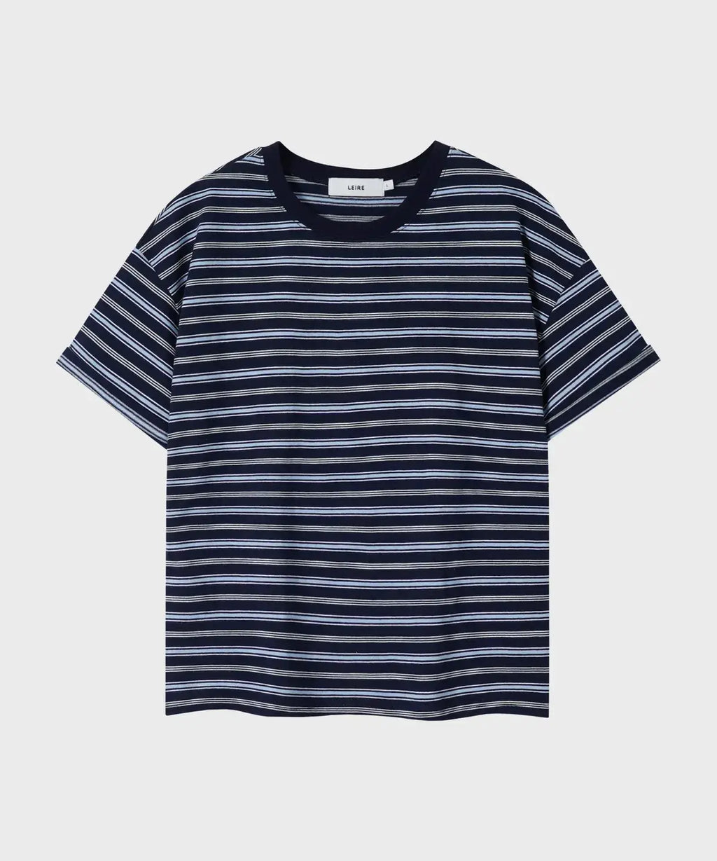 Essential Crop T-Shirt [Multi Navy Stripe]