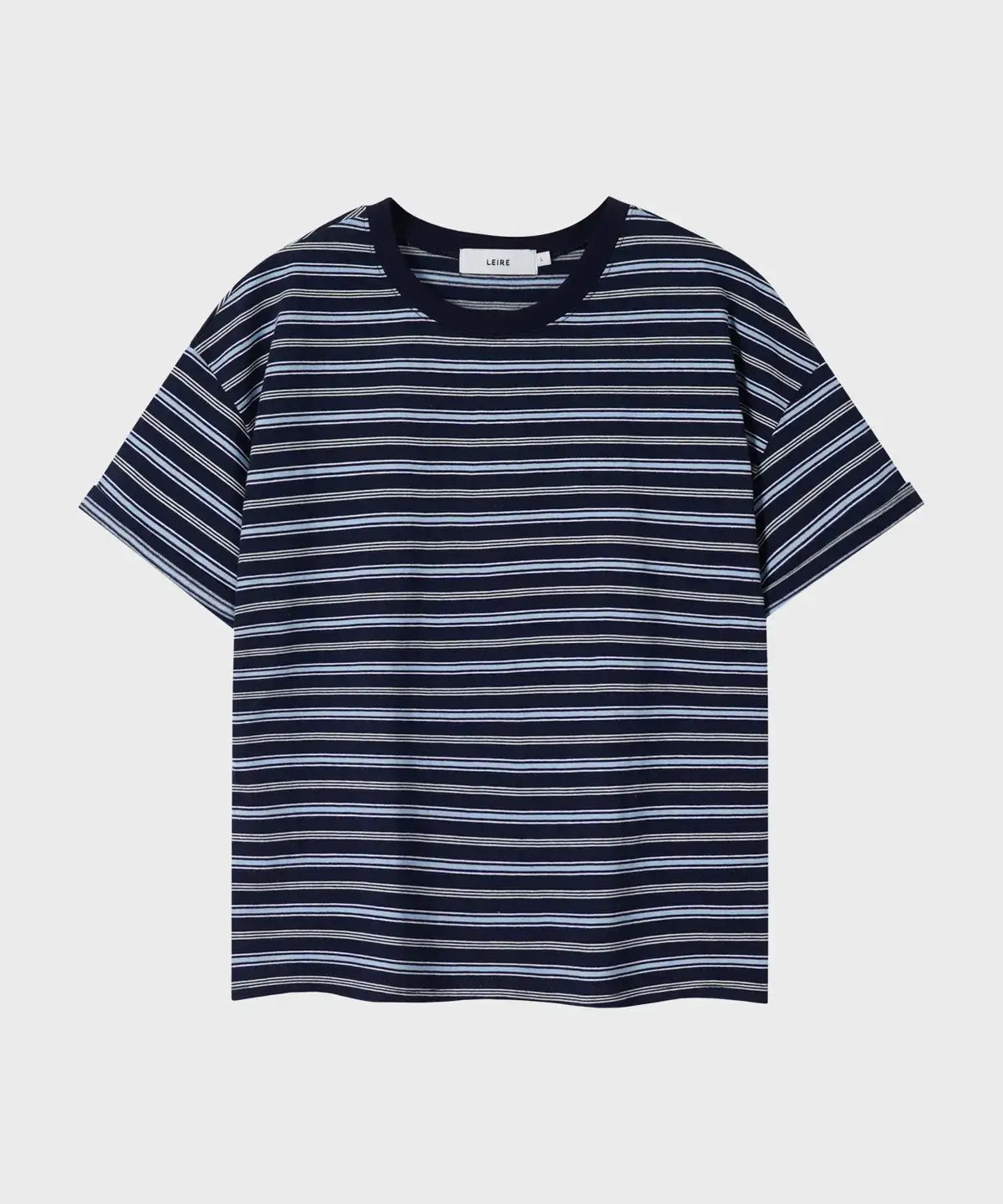 Essential Crop T-Shirt [Multi Navy Stripe]