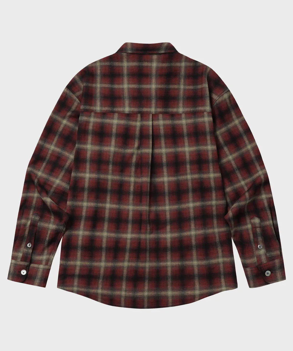 Two-Pocket Ombre Check Shirt [Red]