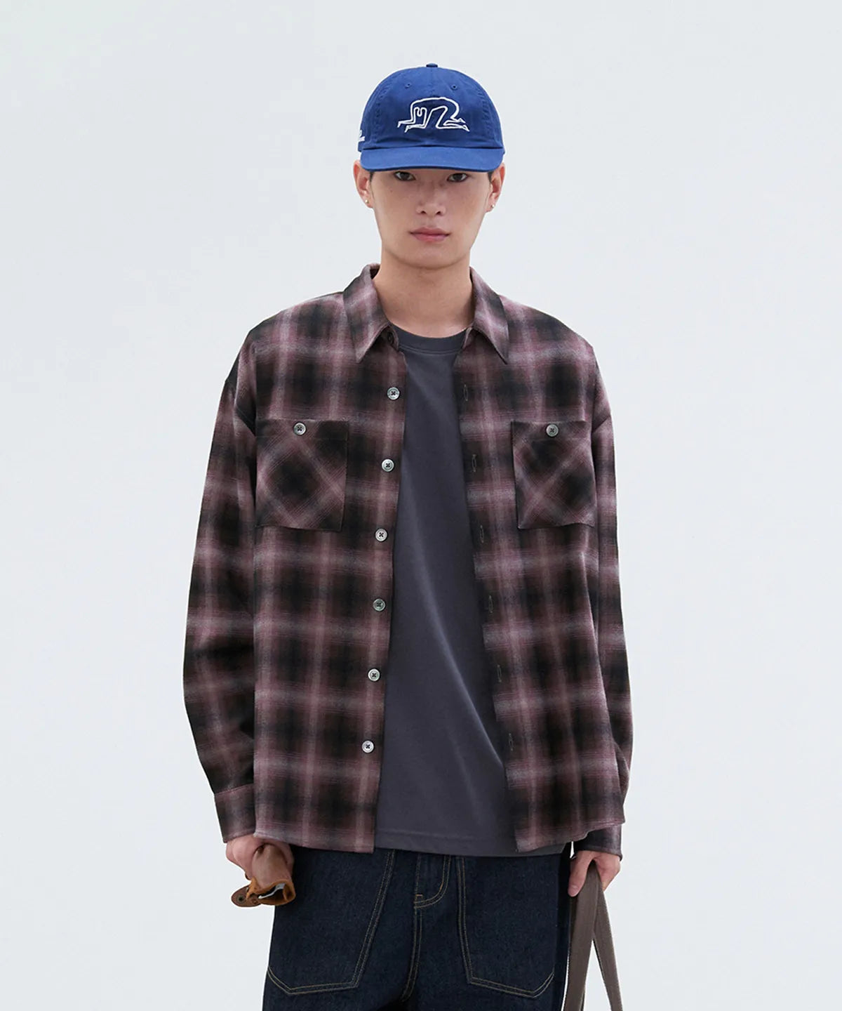 Two-Pocket Ombre Check Shirt [Pink]