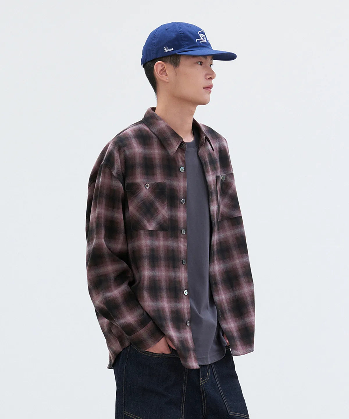Two-Pocket Ombre Check Shirt [Pink]