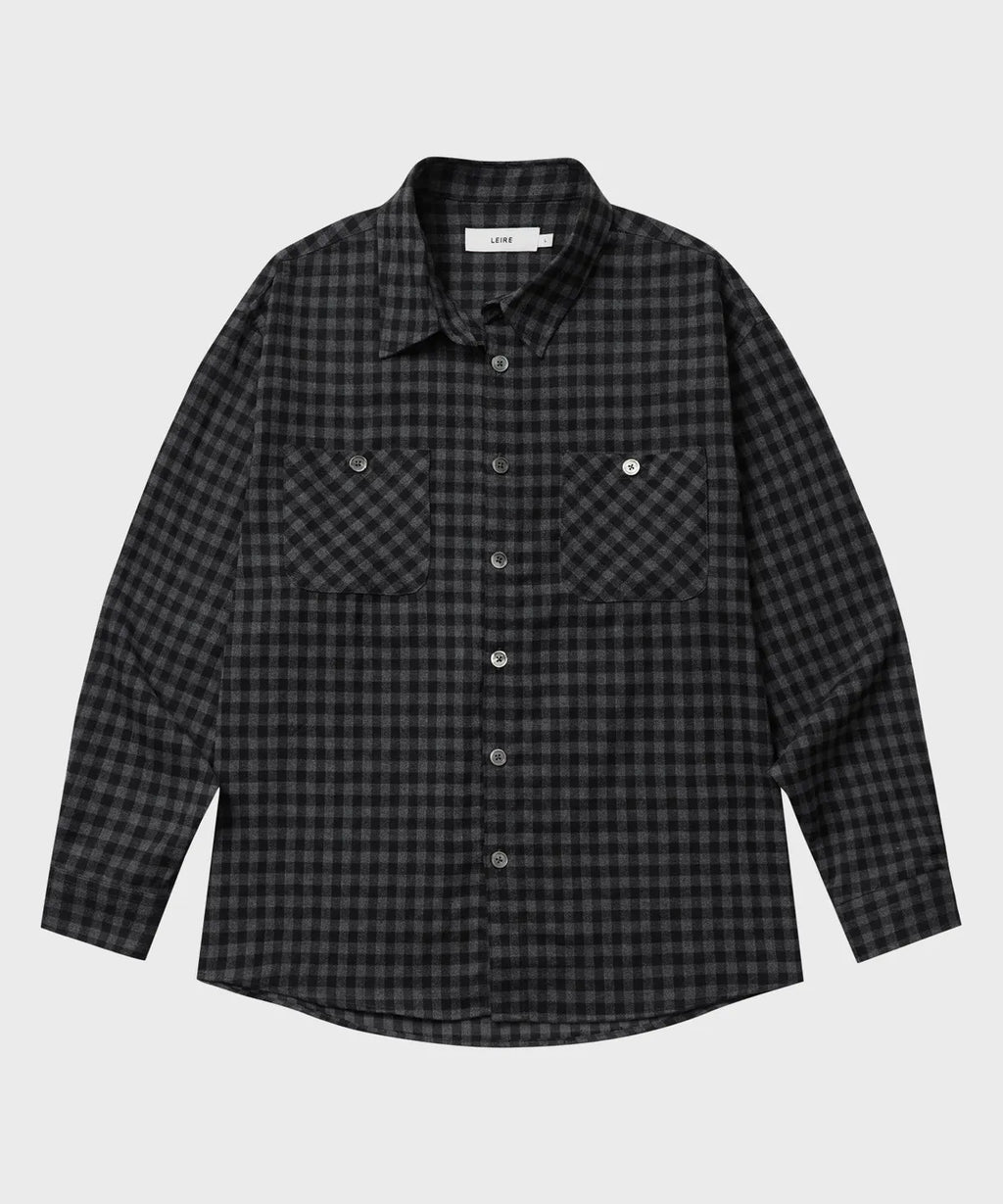 Two-Pocket Gingham Check Shirt [Charcoal]