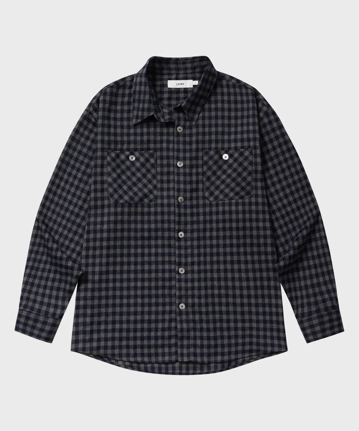 Two-Pocket Gingham Check Shirt [Navy]