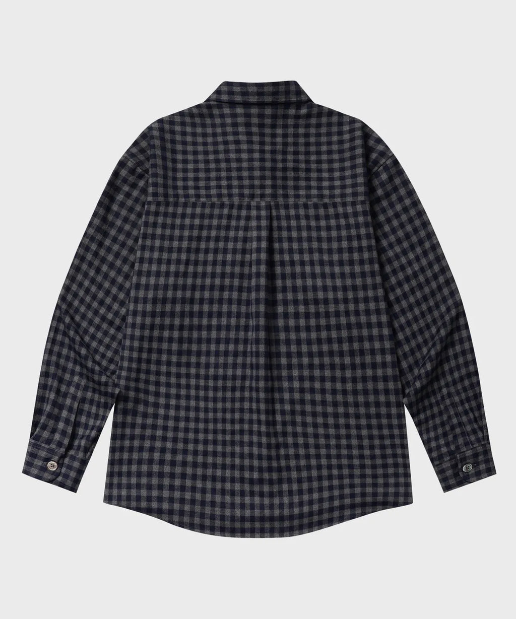 Two-Pocket Gingham Check Shirt [Navy]