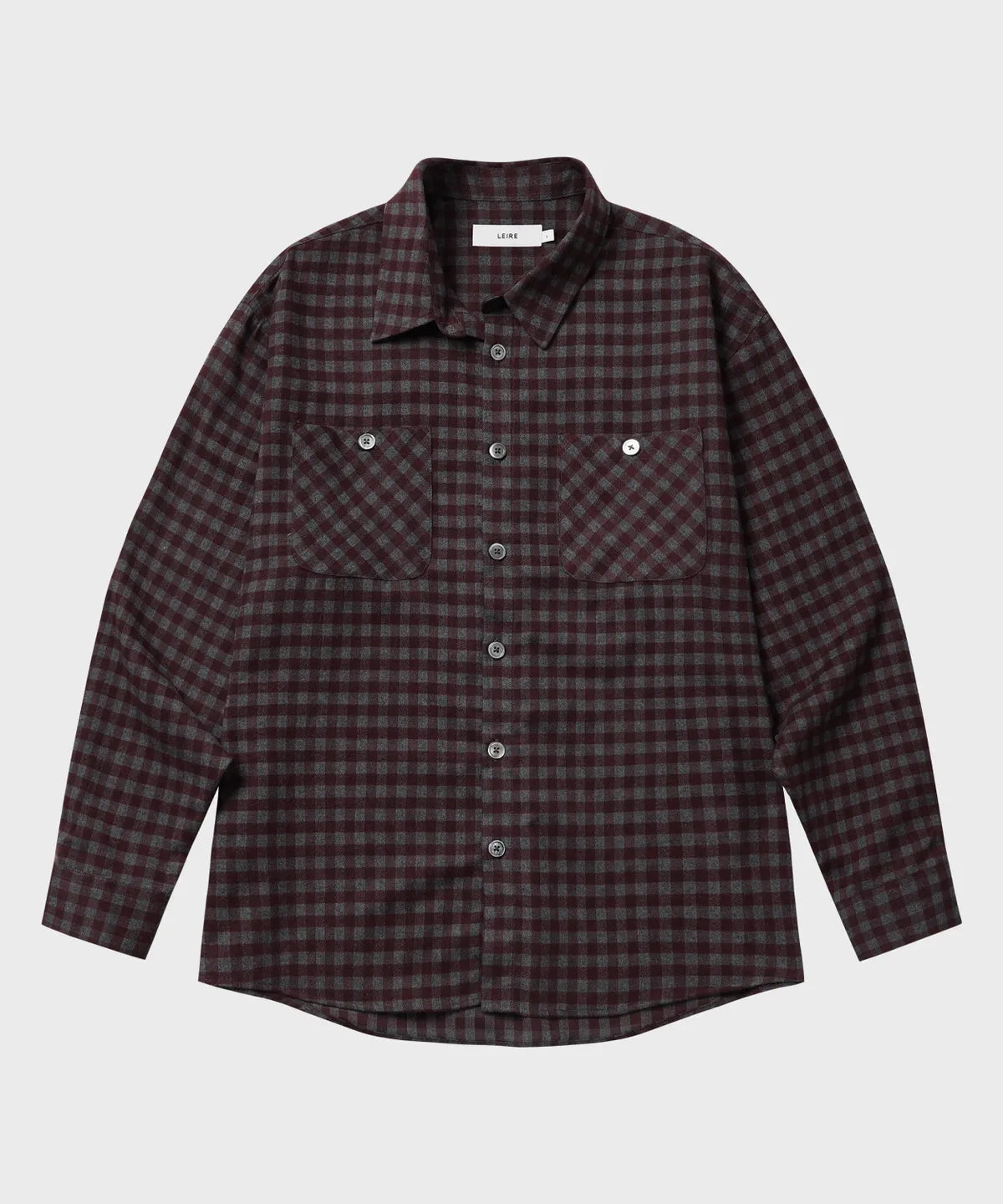 Two-Pocket Gingham Check Shirt [Wine]