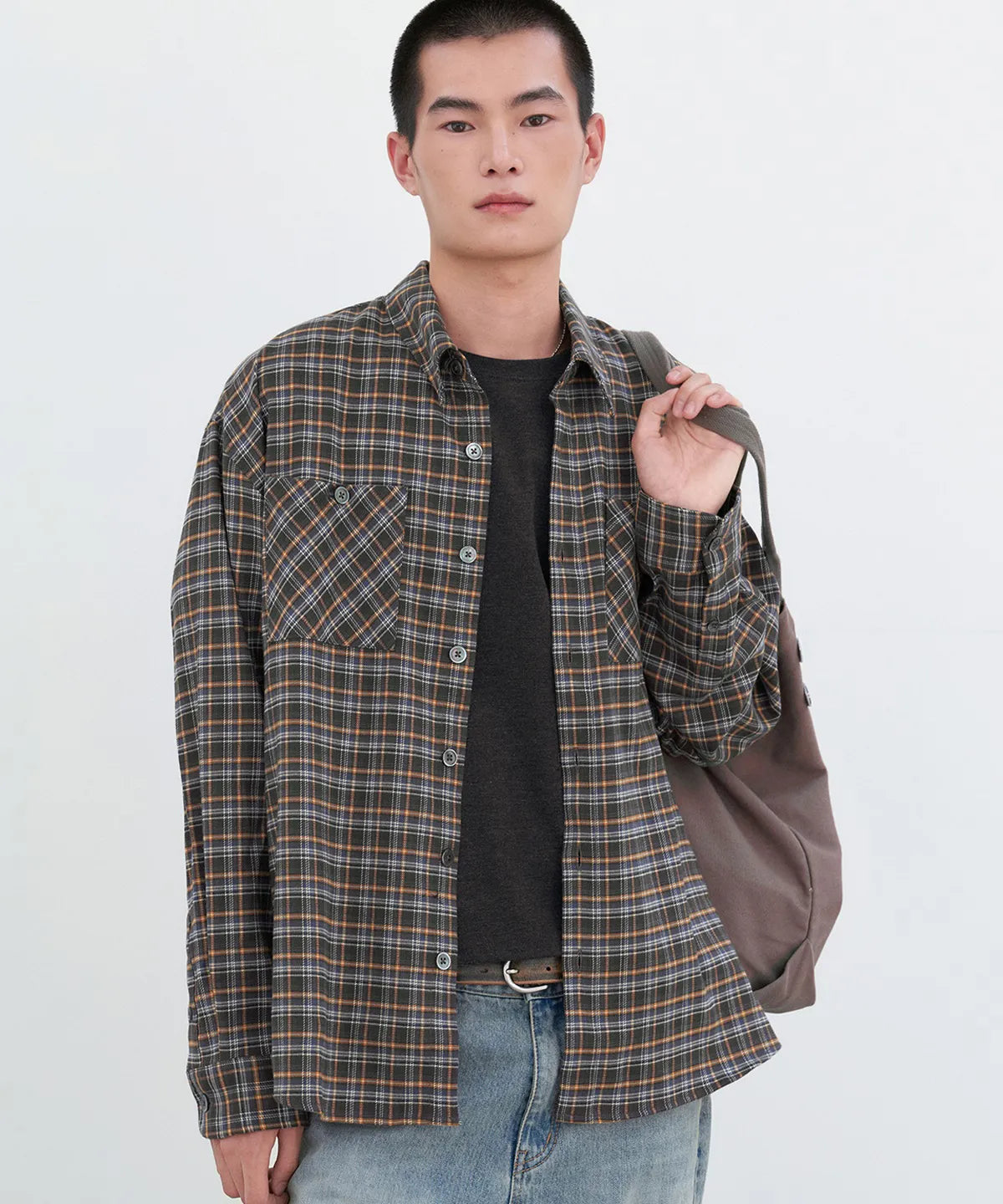 Two-Pocket Vintage Check Shirt [Brown]