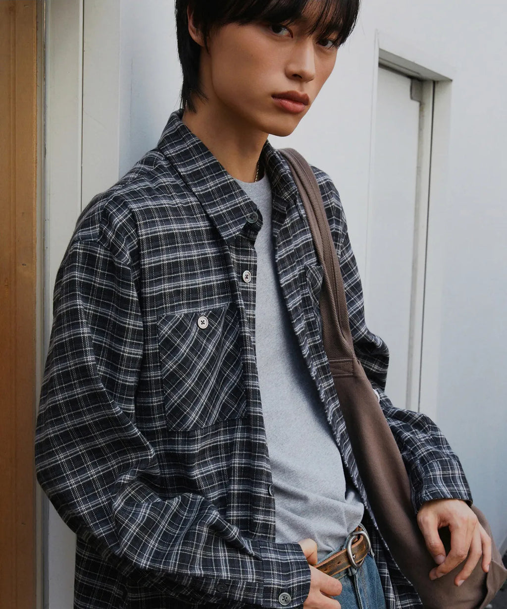 Two-Pocket Vintage Check Shirt [Black]