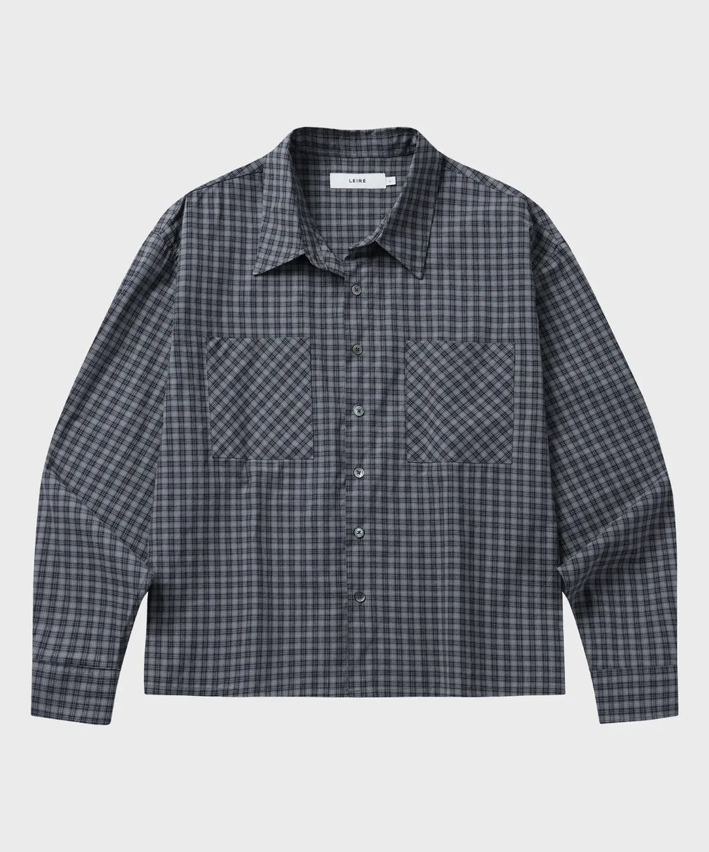 Essential Crop Check Shirt [Navy]