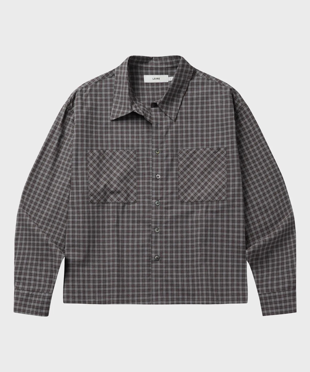 Essential Crop Check Shirt [Burgundy]