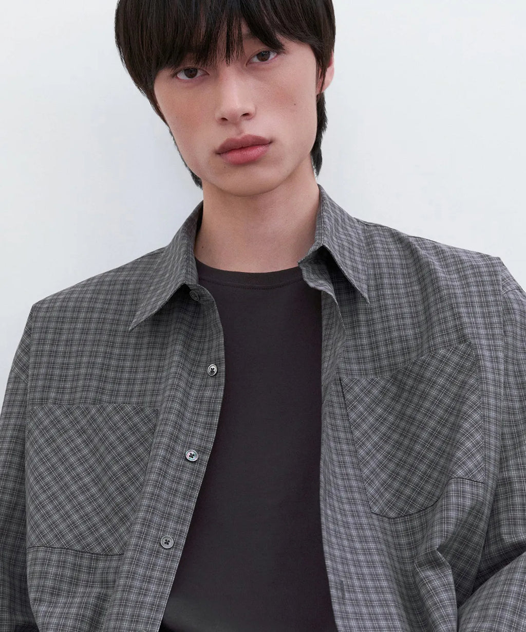 Essential Crop Check Shirt [Gray]