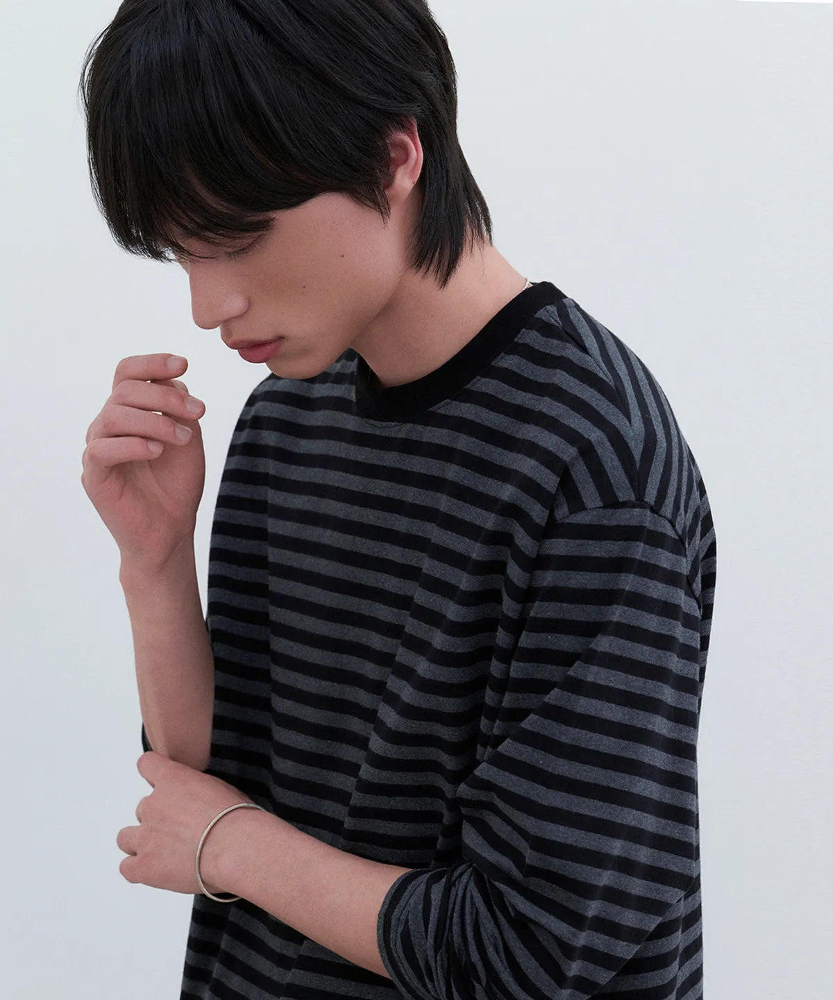 Stripe Long Sleeve T-Shirt [Charcoal ST]