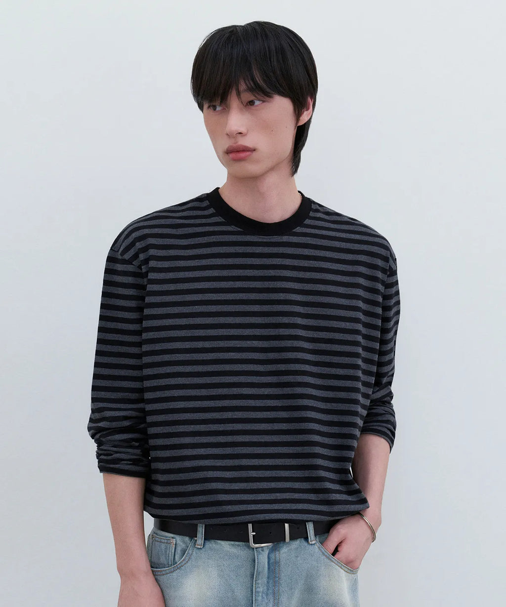 Stripe Long Sleeve T-Shirt [Charcoal ST]