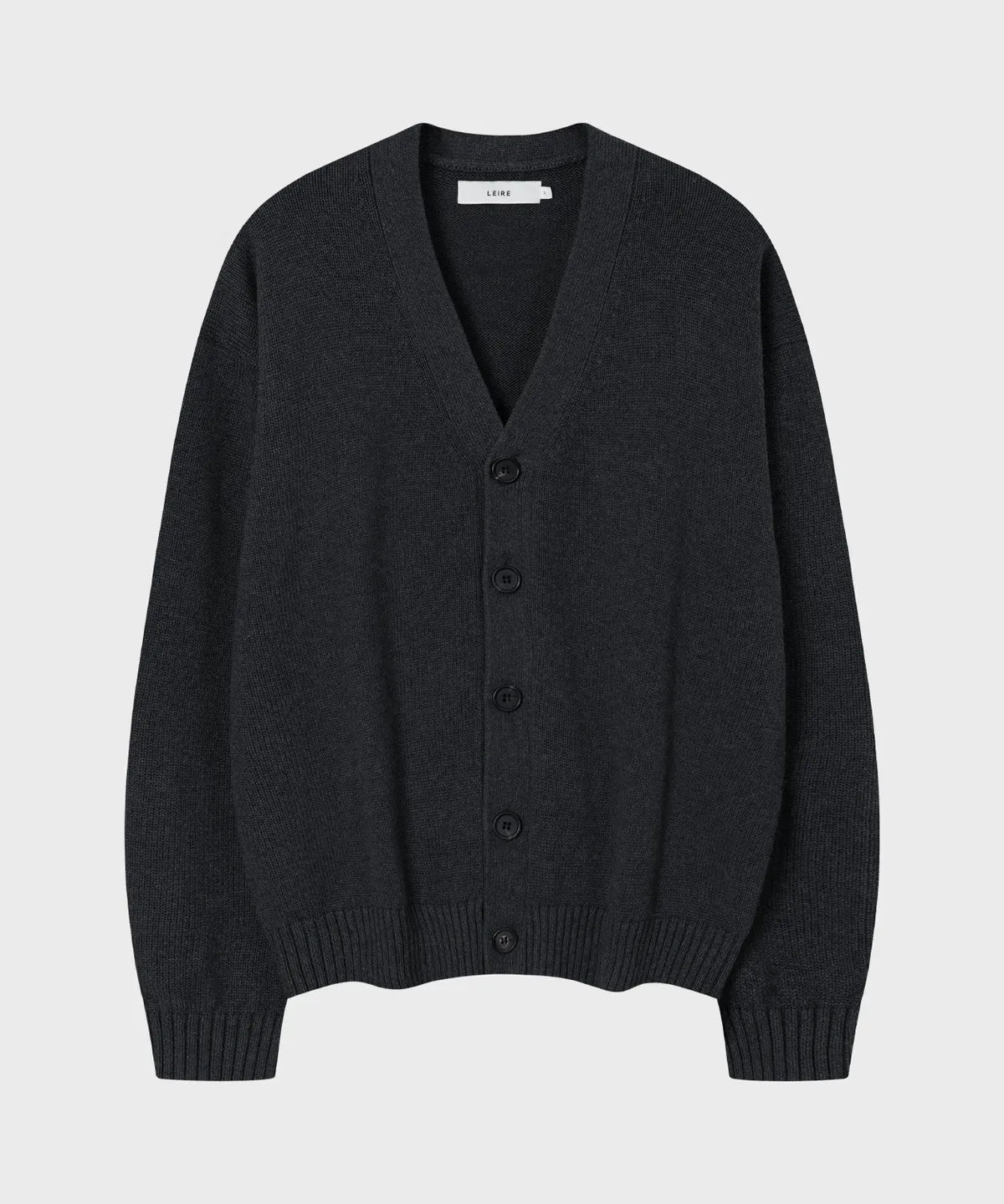 Essential Cotton V-Neck Knit Cardigan [Charcoal]
