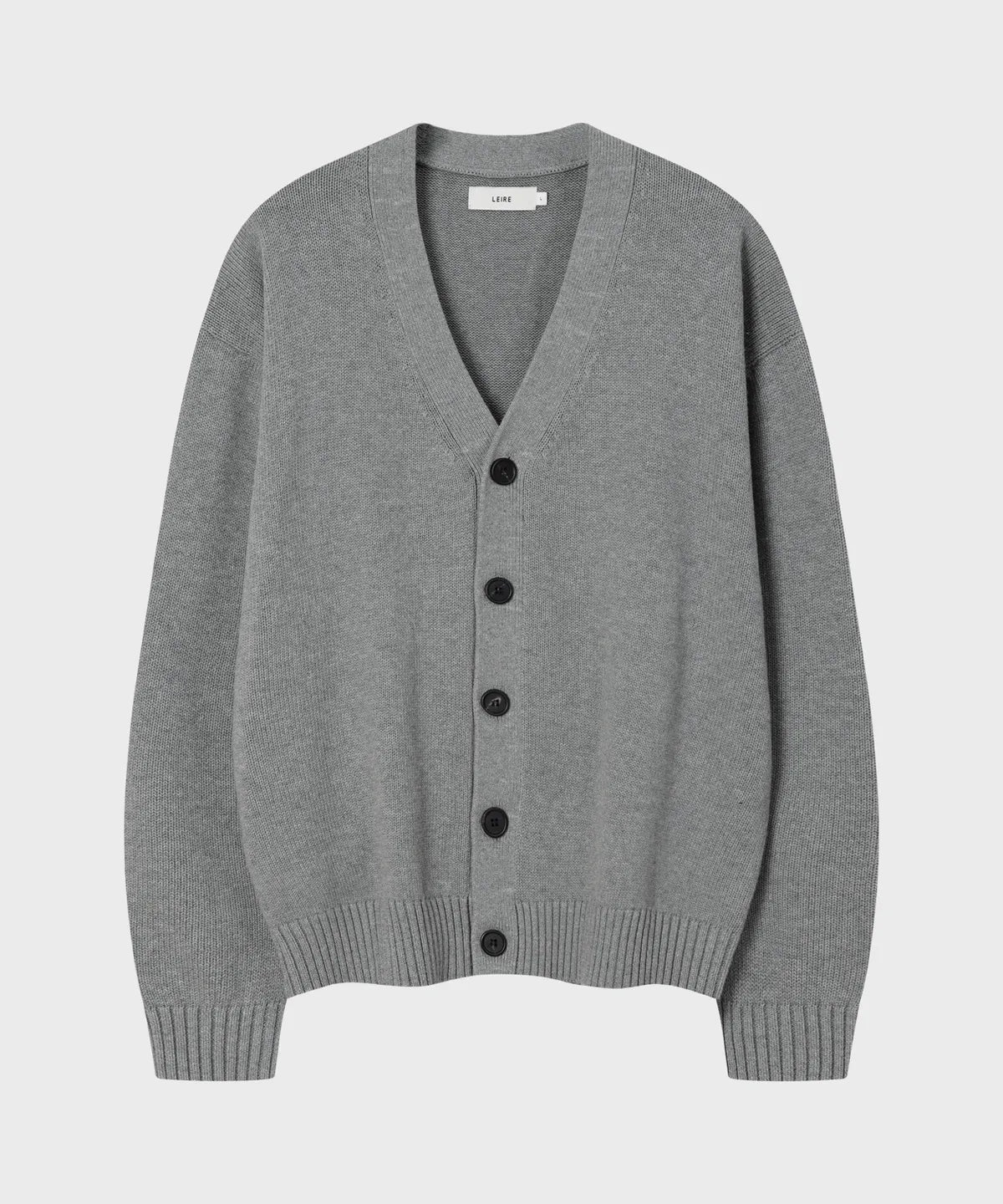 Essential Cotton V-Neck Knit Cardigan [Gray]