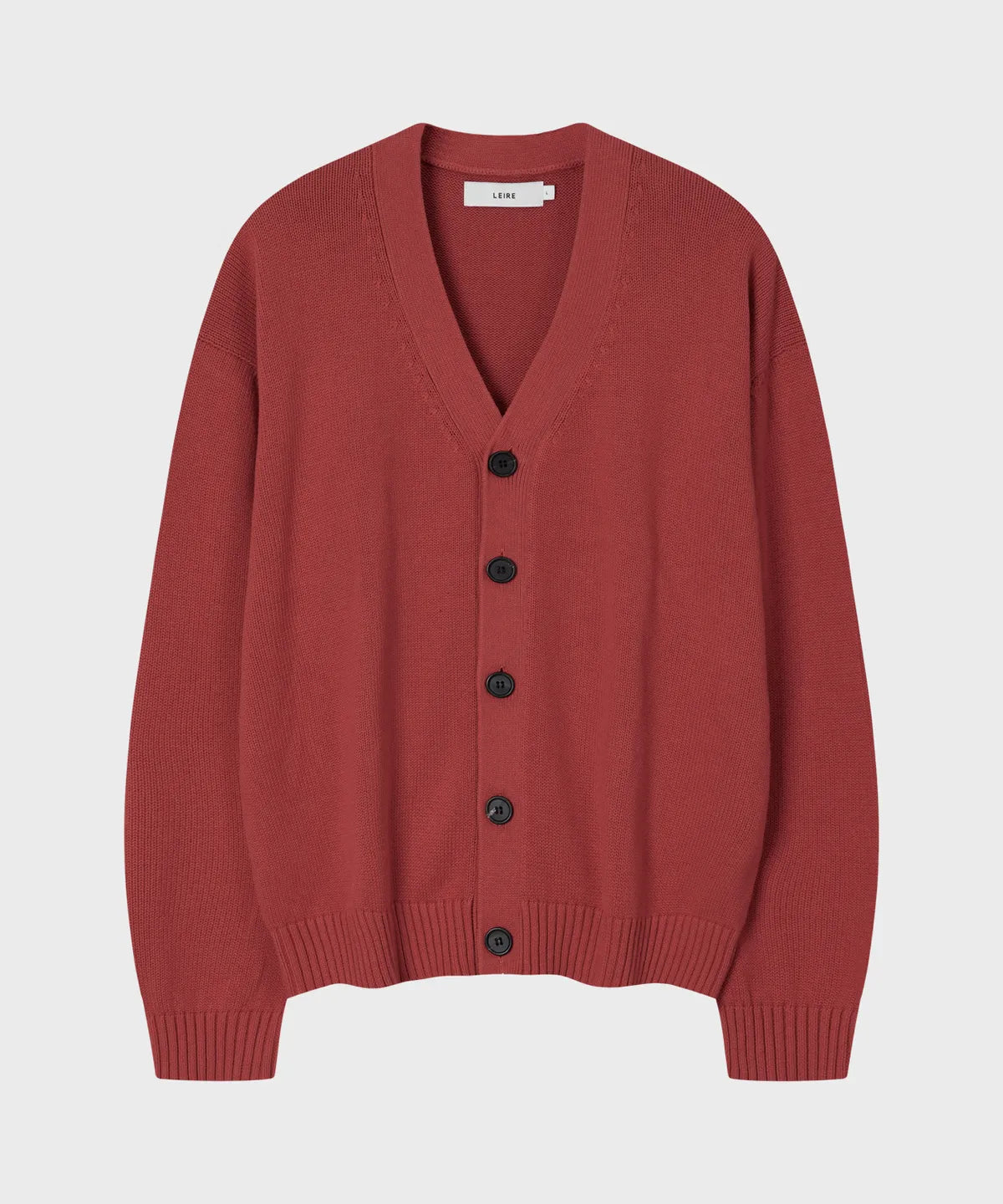Essential Cotton V-Neck Knit Cardigan [Brick]