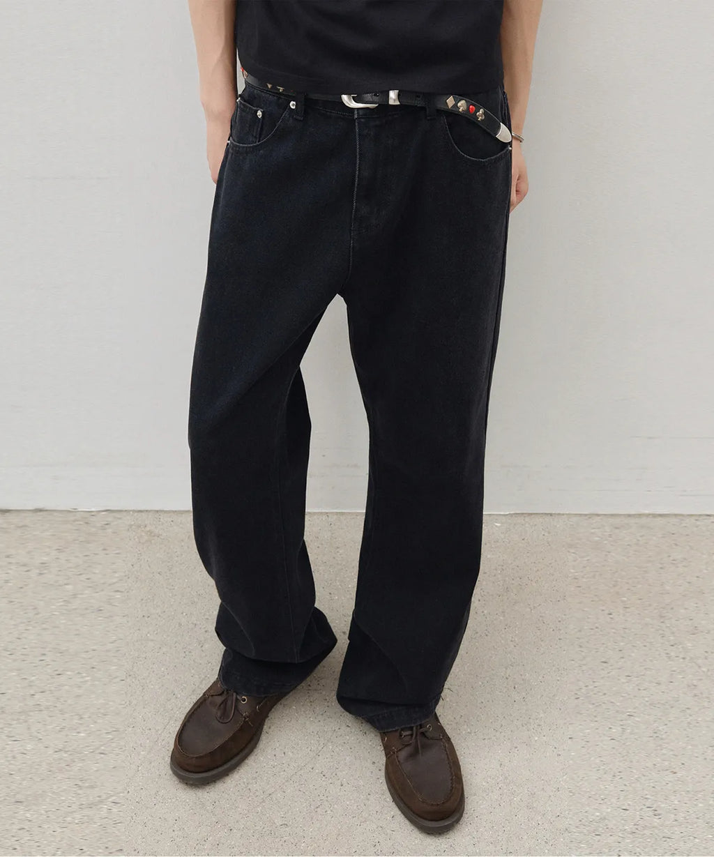Essential Flare Denim Pants [Washed Black]