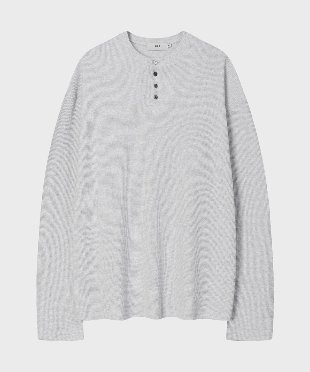 Waffle Henley Long Sleeve T-Shirt [White Melange]