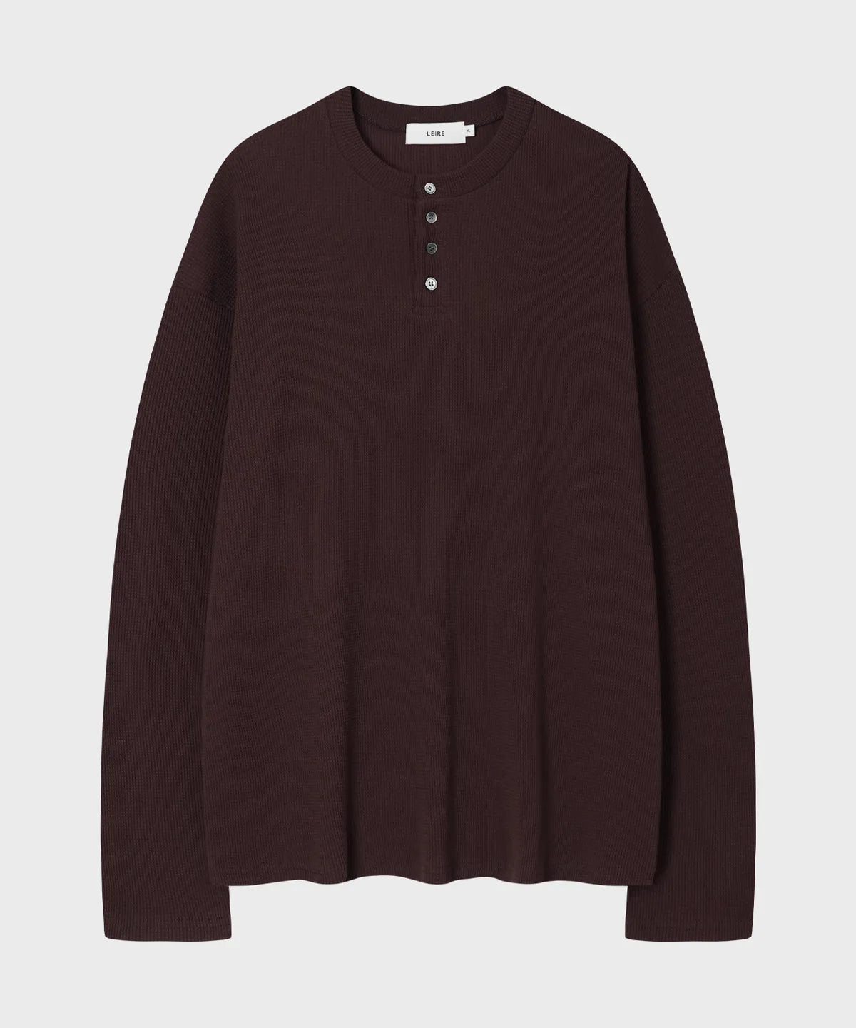 Waffle Henley Long Sleeve T-Shirt [Burgundy]