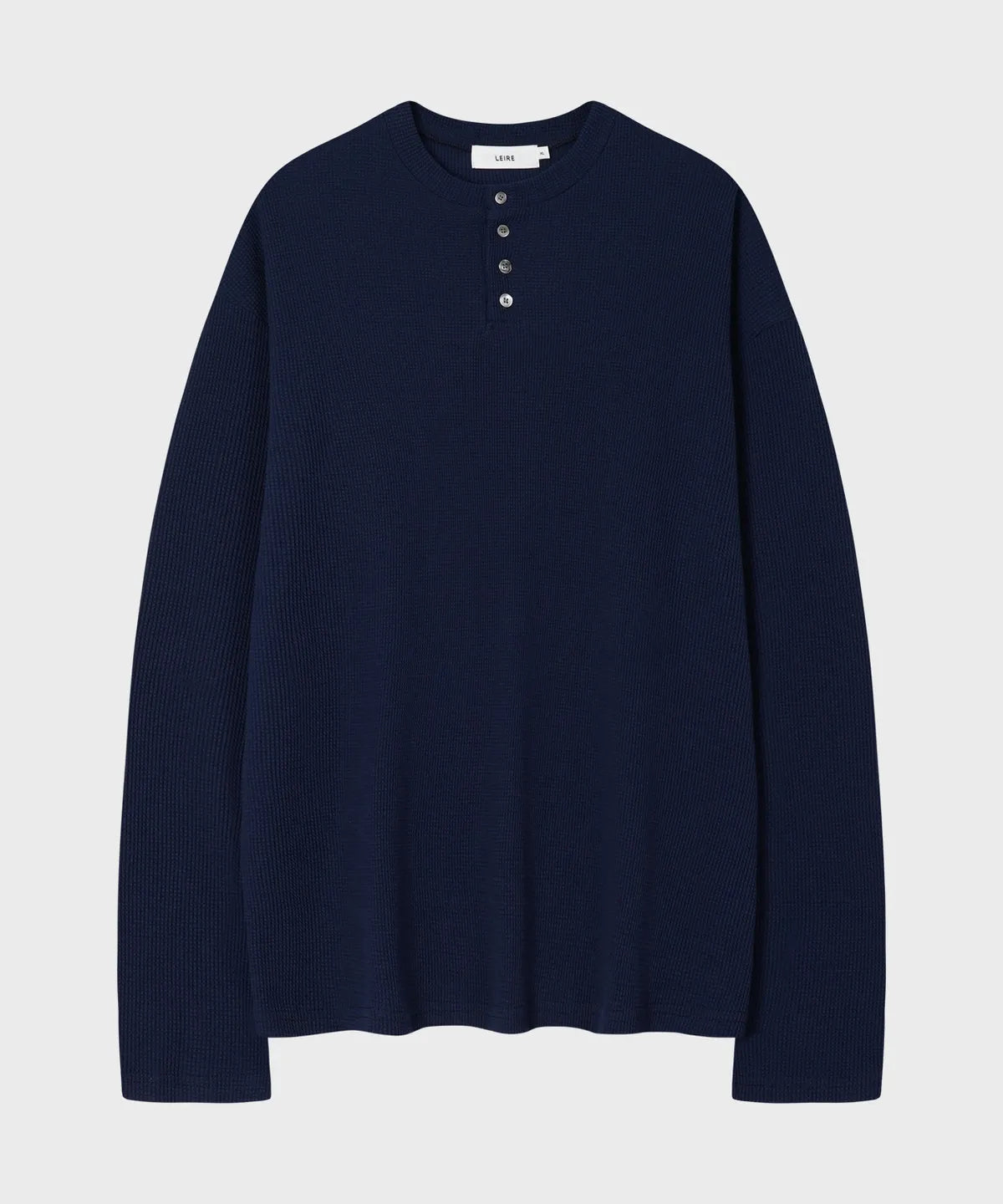 Waffle Henley Long Sleeve T-Shirt [Deep Navy]