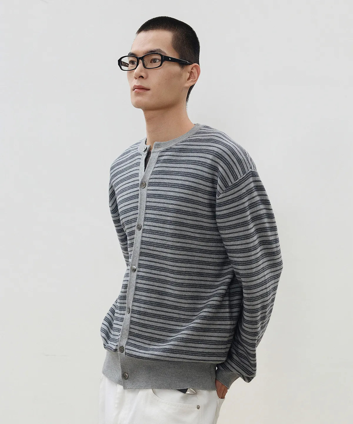Everyday Round Knit Cardigan [Gray ST]