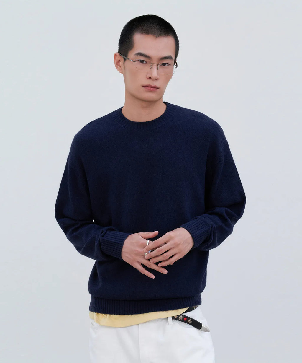 Essential Wool Crewneck Knit [Navy]